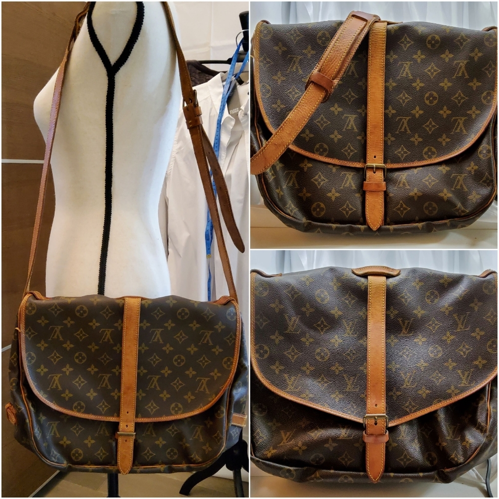 LOUIS VUITTON VINTGE SAUMUR 30 MONOGRAM CROSSBODY DOUBLE BAG,CERTIFIED AUTHENTIC - Picture 14 of 16